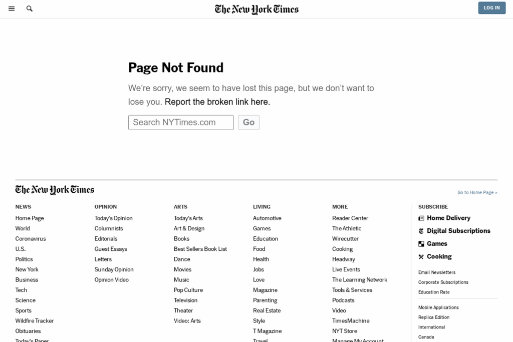 Screenshot of www.nytimes.com