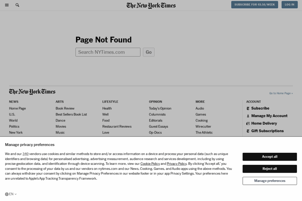 Screenshot of www.nytimes.com