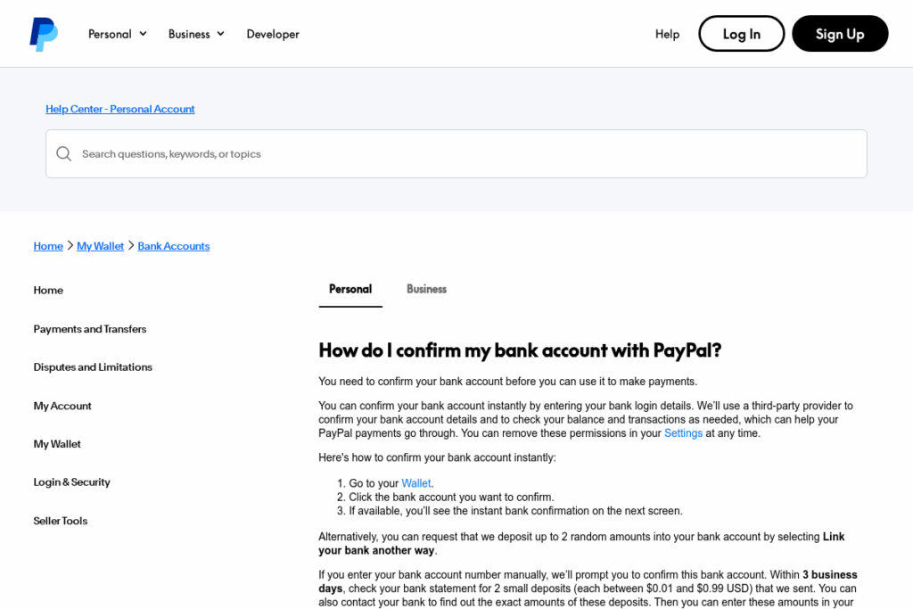 Screenshot of www.paypal.com