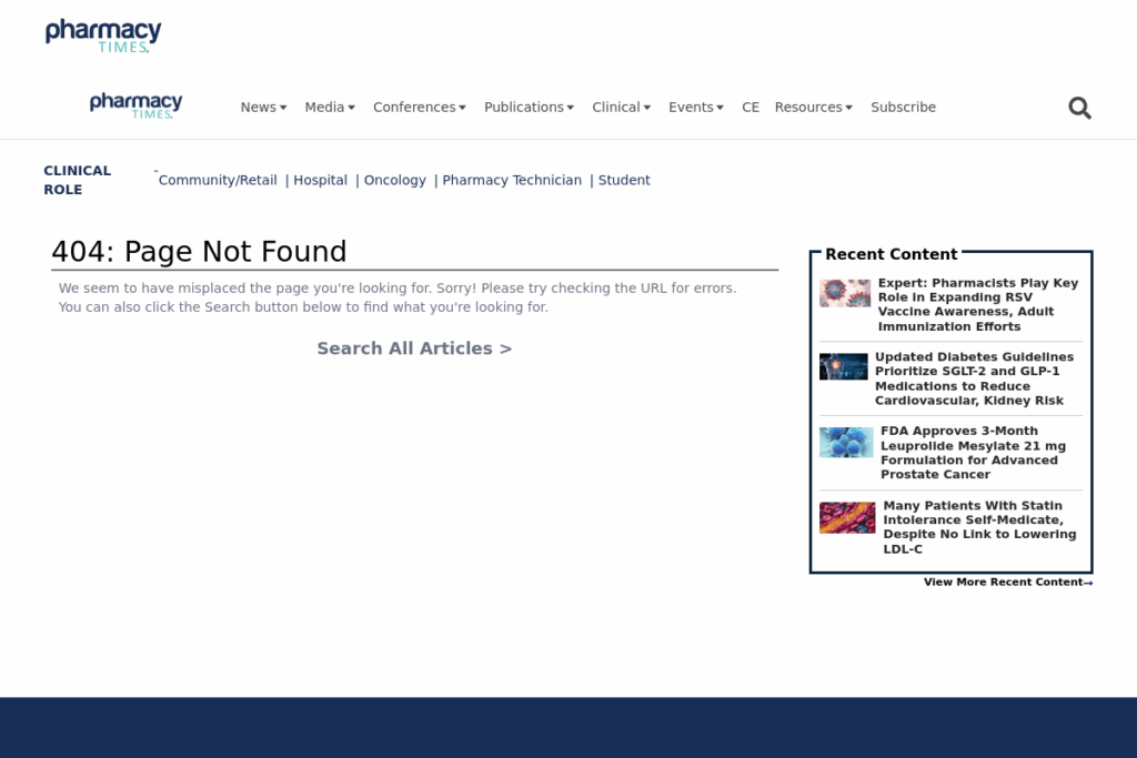 Screenshot of www.pharmacytimes.com
