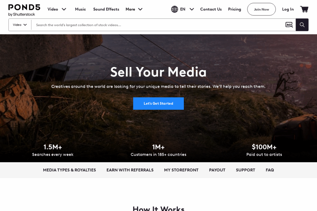 Screenshot of www.pond5.com