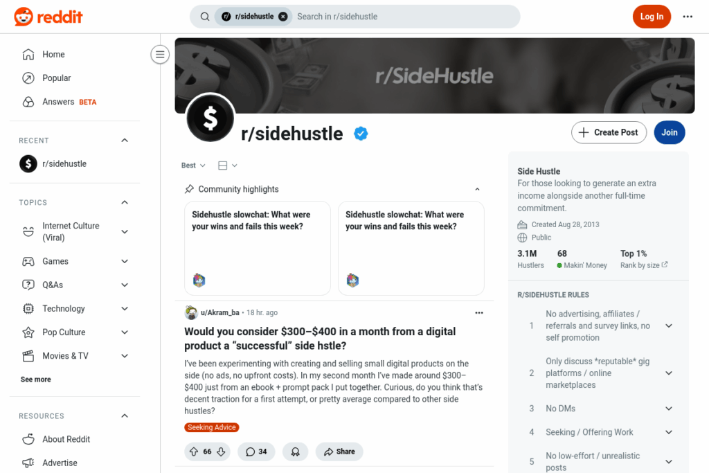 Screenshot of www.reddit.com