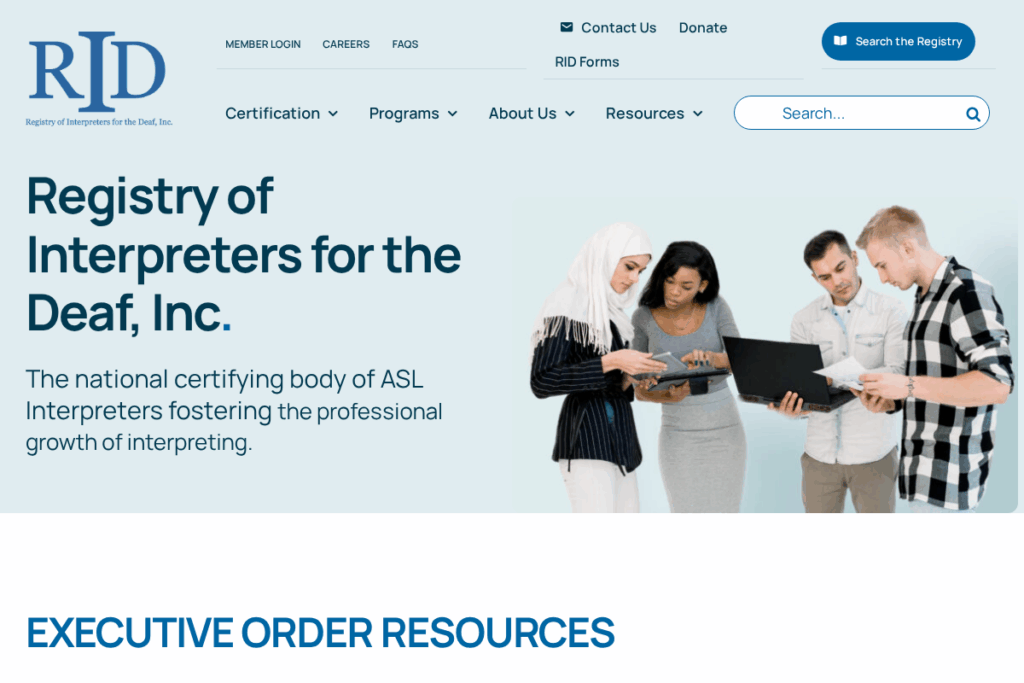Screenshot of www.rid.org