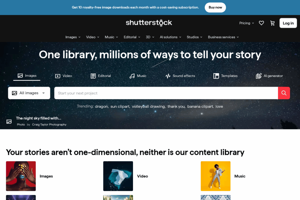 Screenshot of www.shutterstock.com