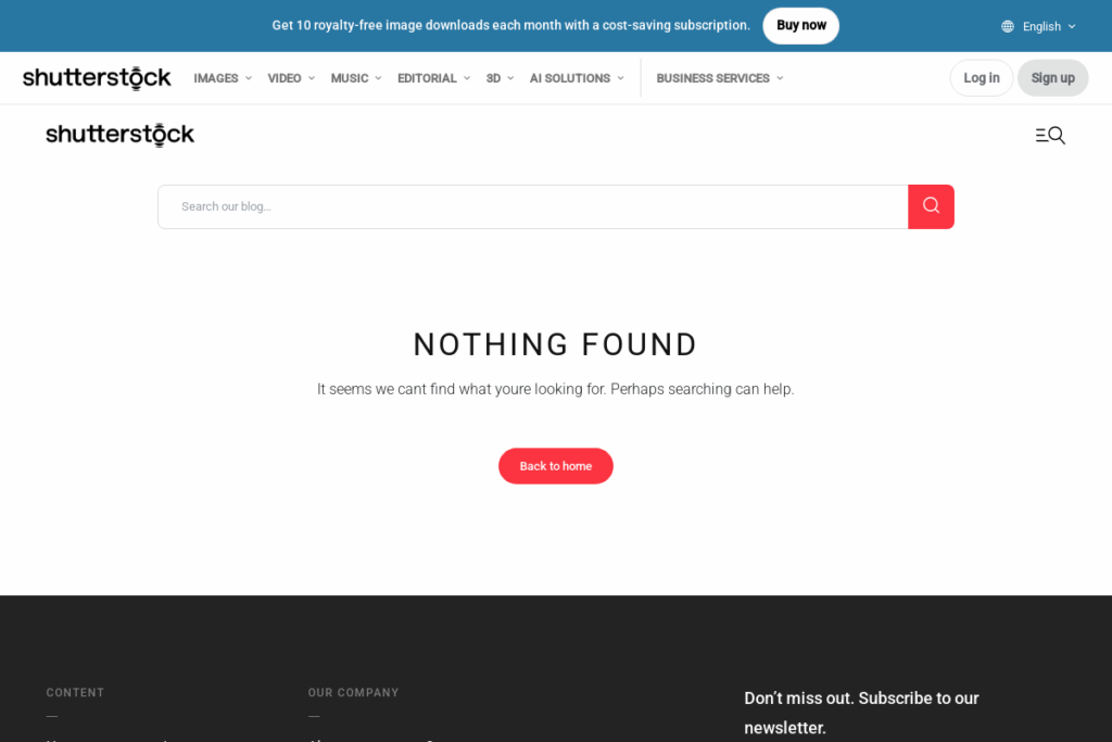 Screenshot of www.shutterstock.com