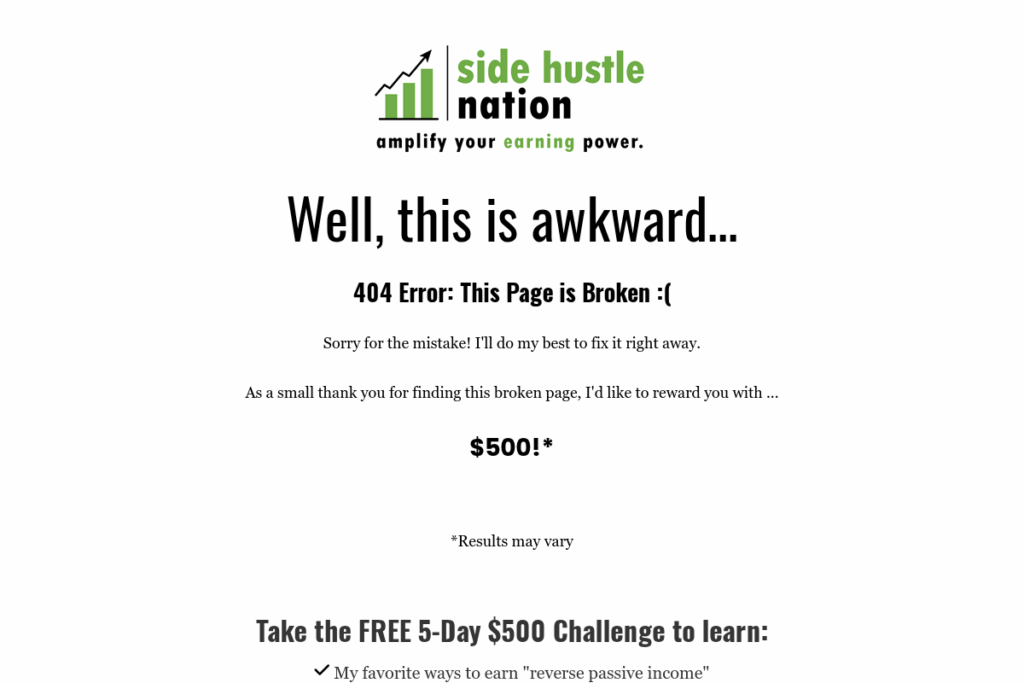 Screenshot of www.sidehustlenation.com