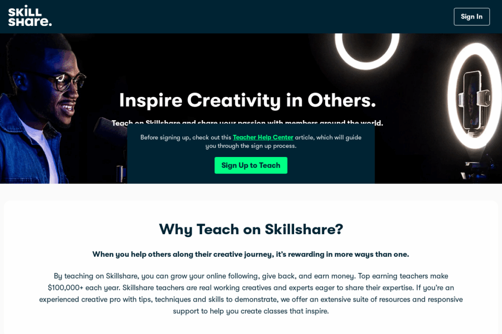 Screenshot of www.skillshare.com