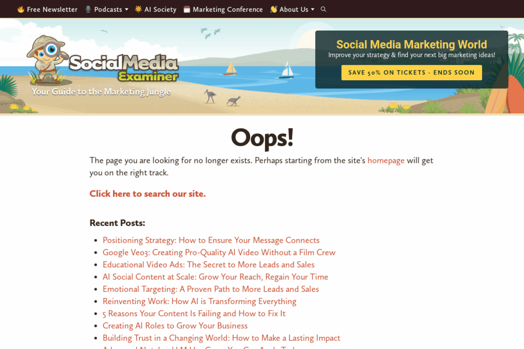 Screenshot of www.socialmediaexaminer.com