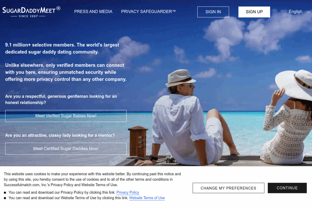 Screenshot of www.sugardaddymeet.com