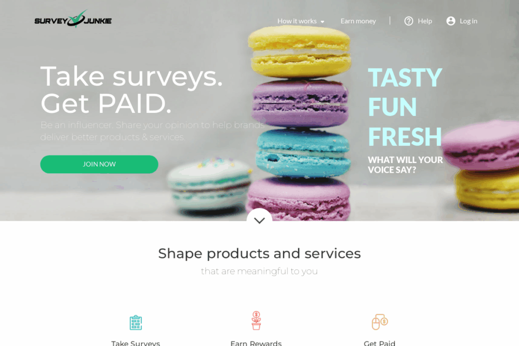 Screenshot of www.surveyjunkie.com