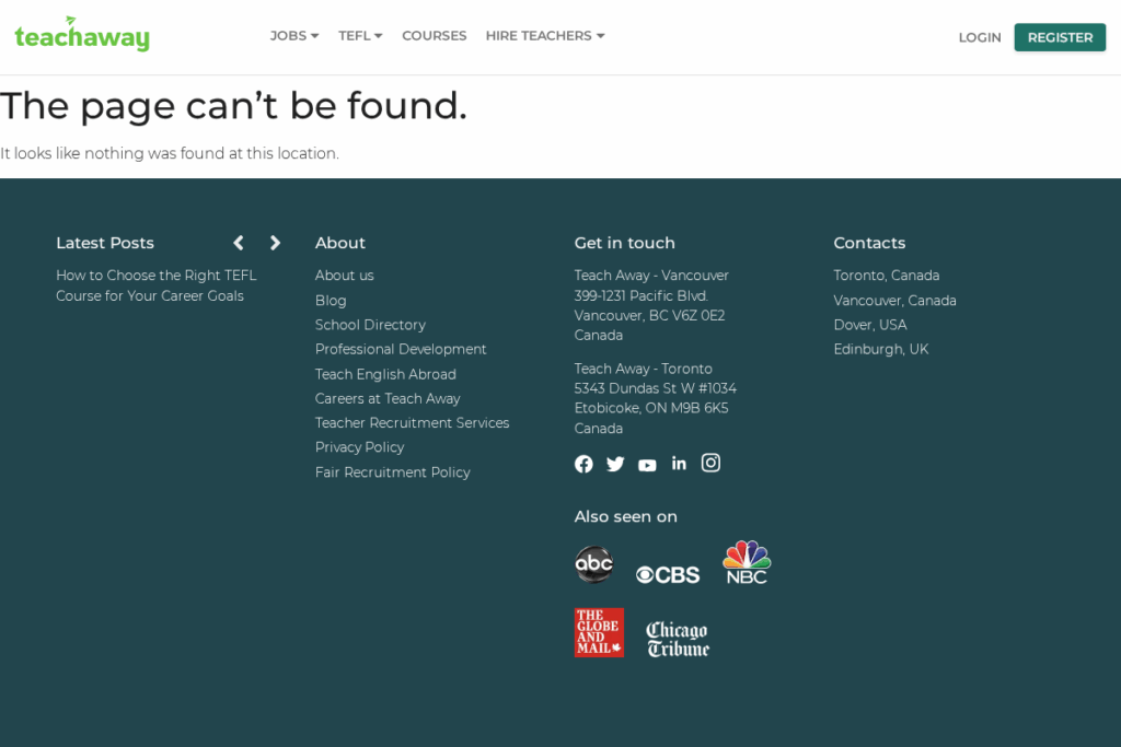 Screenshot of www.teachaway.com