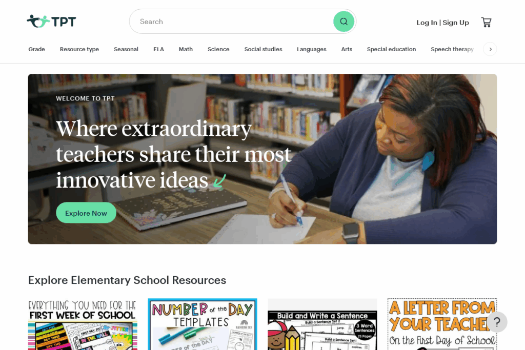 Screenshot of www.teacherspayteachers.com