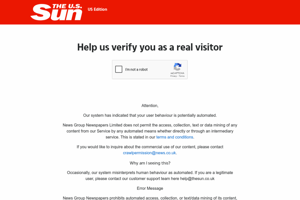 Screenshot of www.the-sun.com