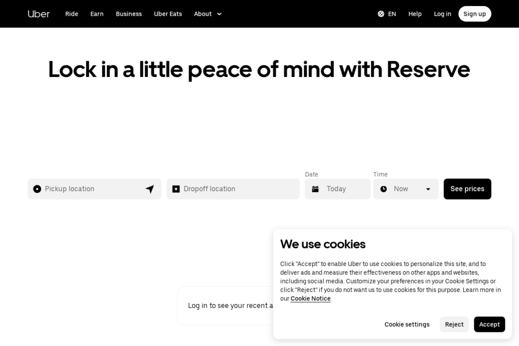 Screenshot of www.uber.com