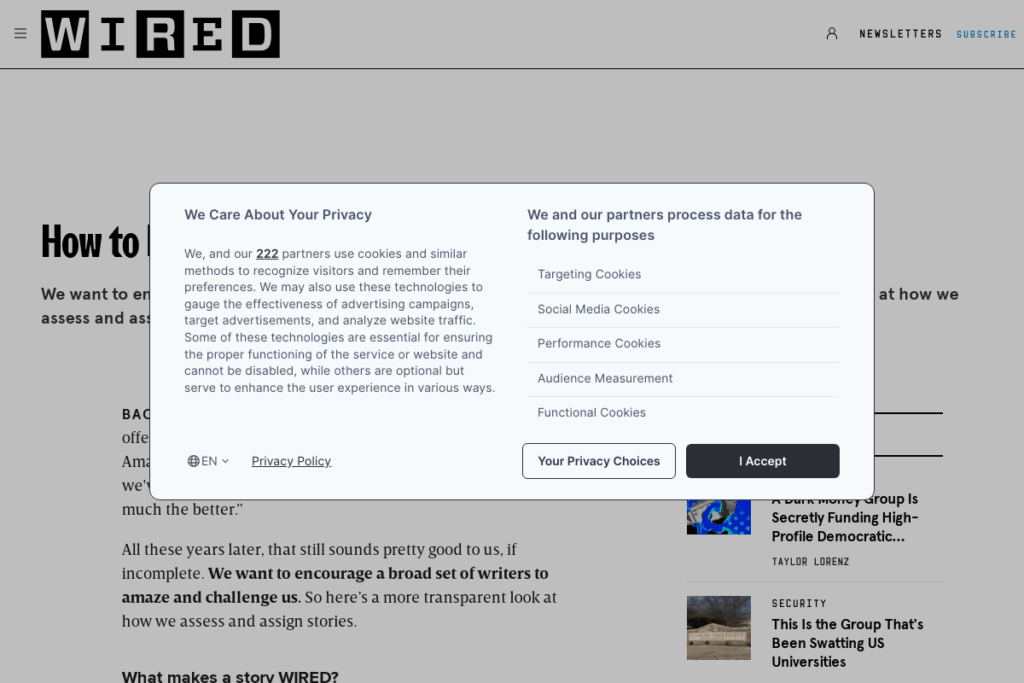 Screenshot of www.wired.com