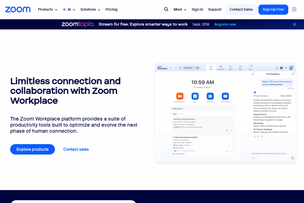 Screenshot of zoom.us