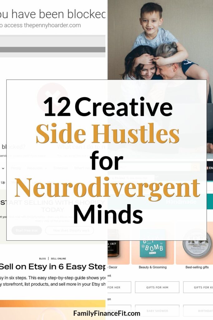 12 Side Hustles and Jobs for Neurodivergent Creatives Pinterest Pin Image