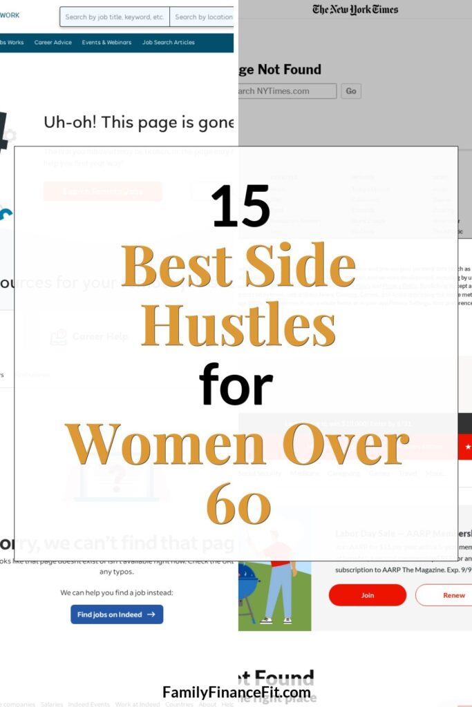 Best Side Hustles and Jobs for Women Over 60 Pinterest Pin Image